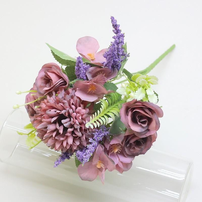 Artificial Silk Rose Hydrangea Bouquet Wedding Photography Home Decor Nordic Style 5-Head Floral Arrangement