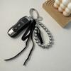 Sweet Lovely Ribbon Bowknot Pearls Keychains Pendant Hangings Ornament Keyring Backpack Decoration for Women Girls