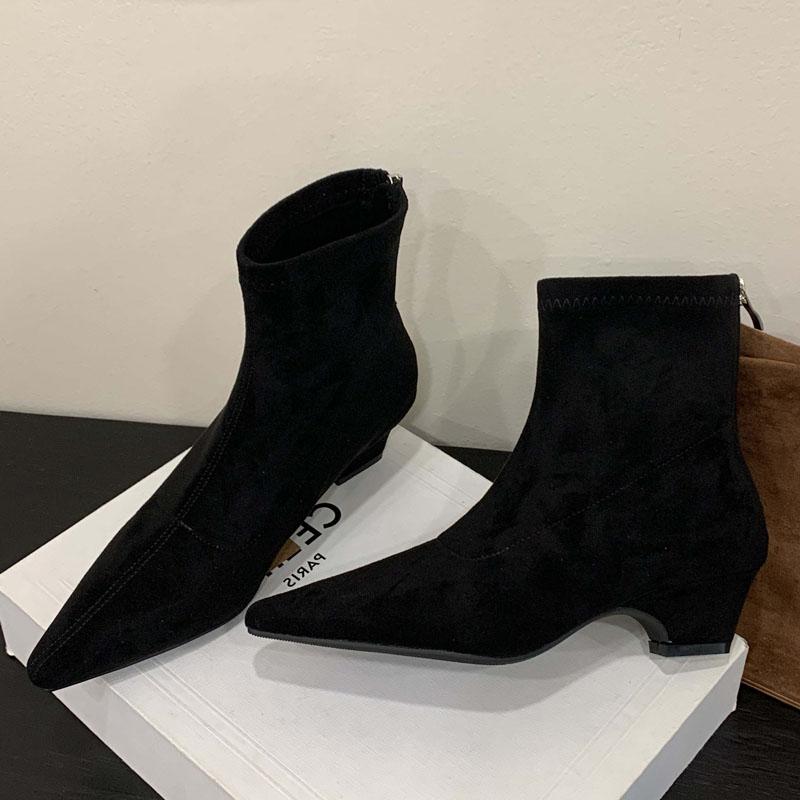 Fashion Eilyken Autumn Winter Designer Leopard Print Ankle Boots Women Fashion Pointed Toe Square Low Heels Zipper Shoes Botas Mujer