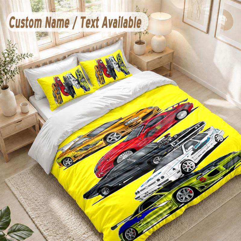 Set Biancheria da Letto Fast And Furious, 1 Copripiumino & 2 Federe Morbido Confortevole Camera da Letto Tessile per la Casa Decorazione