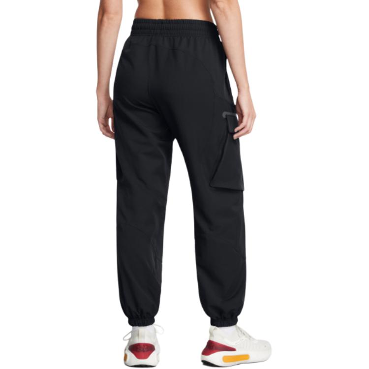 Under Armour Pantaloni casual da donna da esterno comodi a tinta unita tessuti a vita media nero 1386481-001
