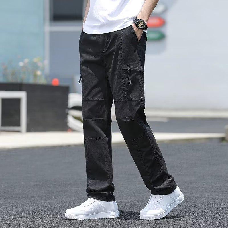 

Men s Plus Size Multi-Pocket Casual Pants - Loose Fit, Straight Leg, Spring/Autumn L чорний