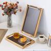 Retro Bamboo Imitation Rattan Tea Tray Home Cafe Bakery Storage Tray Simple Rectangular Tea Tray