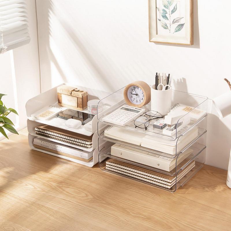 Desk Paper Tray Stackable Clear Paper Holder For Desk Table Accessories Workplace Supplies For Documents Magazines Folders