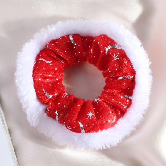 1/3/6Pcs Christmas Hair Ties Red White Velvet Hair Scrunchies Elastic Hair Band Ponytail Holder Glitter Sequins Snowflakes Hair Ropes
