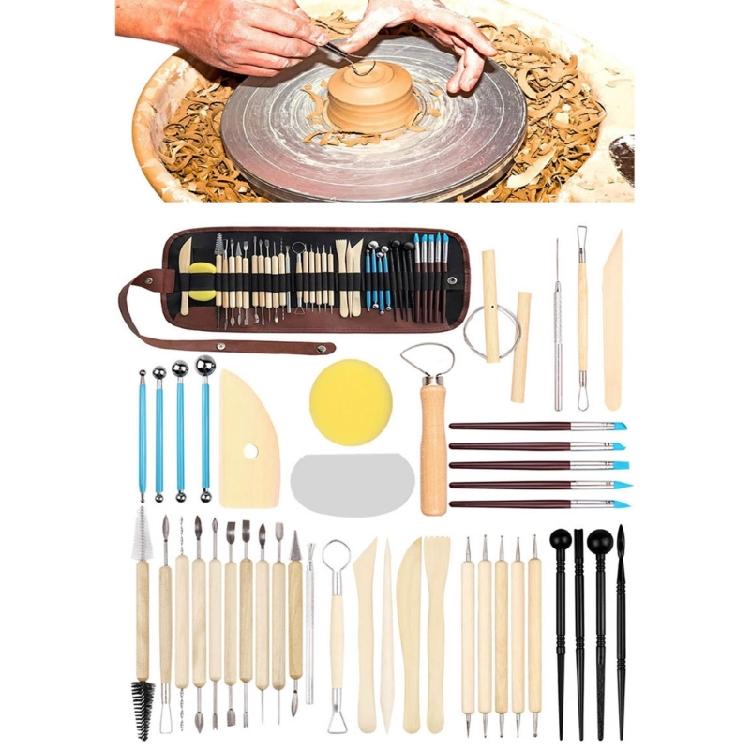 43Pcs DIY Ceramics Tool Clay Sculpture Tool Set to Beginner Multitool Craft Sculpting Pottery Modeling Carving Kits