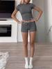European & American Women's Slim Fit Short-Sleeve Round Neck T-Shirt Casual Set for Hot Girls