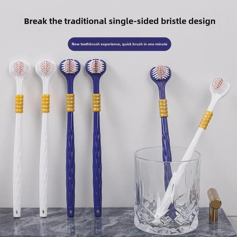 6-Pack Premium Soft Bristle Adult Toothbrushes with Three-Sided Brush Heads for Effective Gum Cleaning