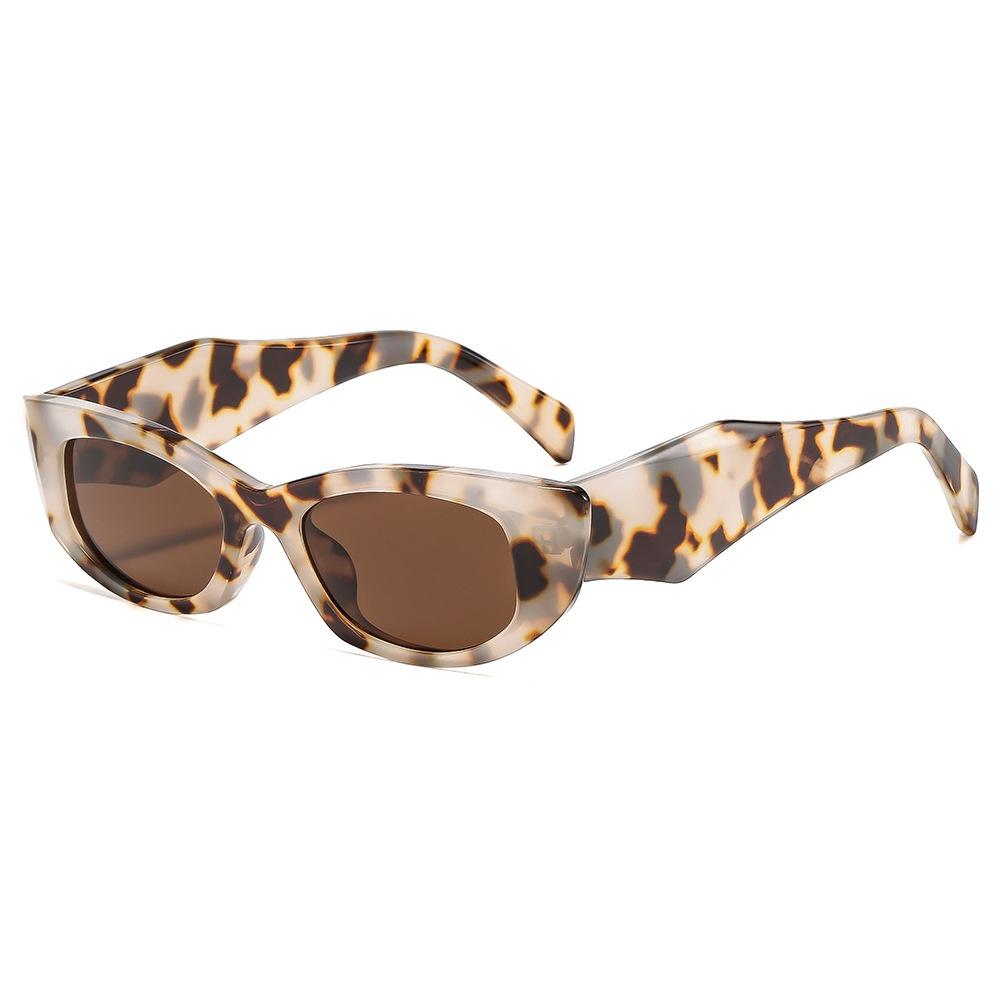 

New Retro Tortoise Shell Cat Eye Women Sun Glasses Personality Irregular Frame Design Casual Versatile Men Glasses UV400 as picture