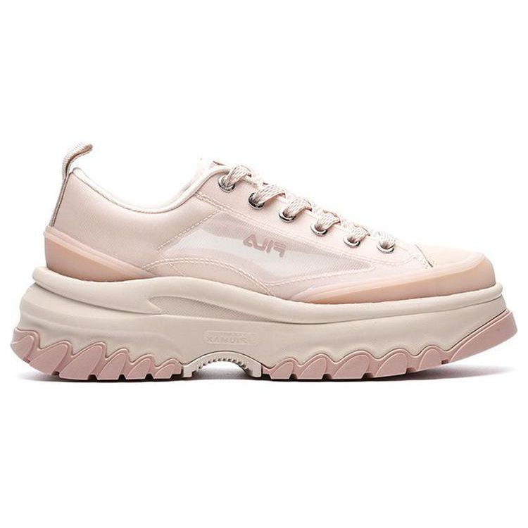 FILA Lava Thick Sole Synthetic Leather Low Top Canvas Shoes Women Sneakers Nude F12W221315FWP