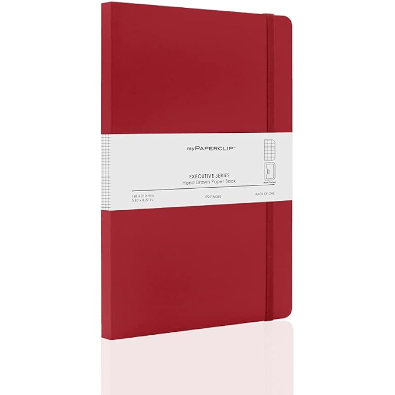 myPAPERCLIP Executive Series Notebook, A5 (148 x 210mm, 5.83 x 8.27 in.) Checks, ESX192A5-C Red