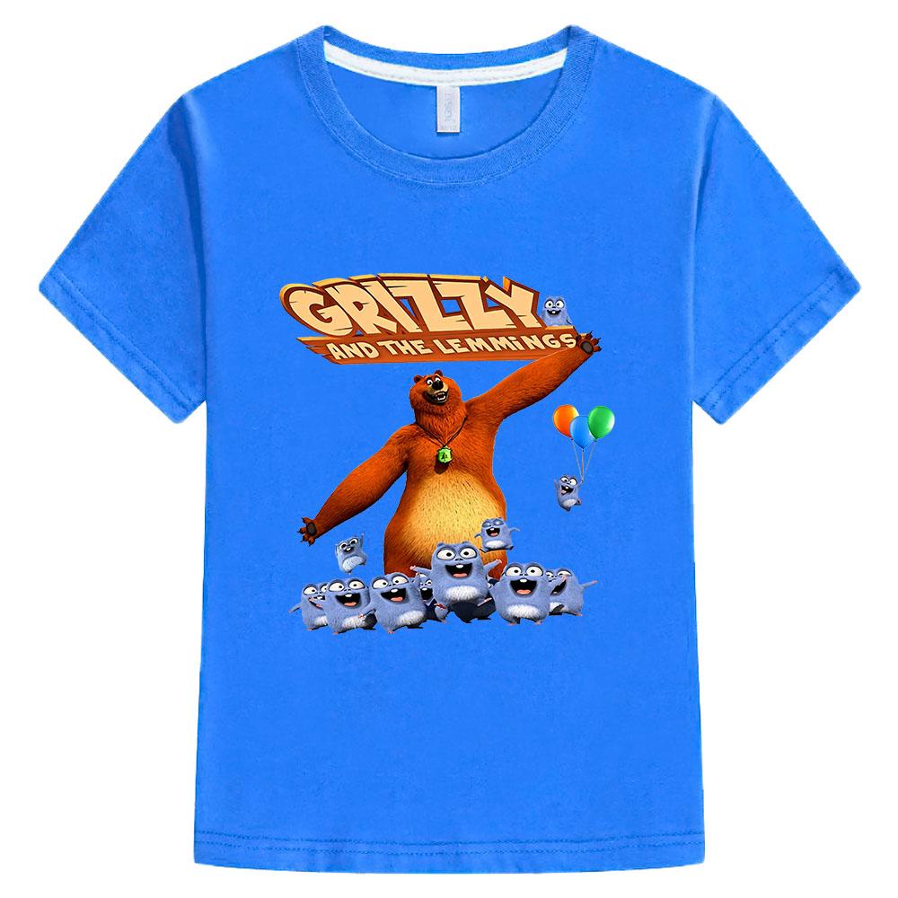 Grizzy and The Lemmings Children's T-Shirt 100% Cotton Graphic Short Sleeve Kids 3-12Y Funny Boys Cute Girls O-Neck Summer Tops  Anime T-shirt