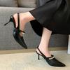 2025 Summer French Pointed Stiletto High Heel Closed Head Sandals Women's New Temperament One-line Strap Single Shoes Plus Size