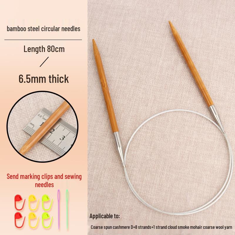 Circular Bamboo & Steel Knitting Needle Set for Hand Knitting Cowl & Cuff Projects