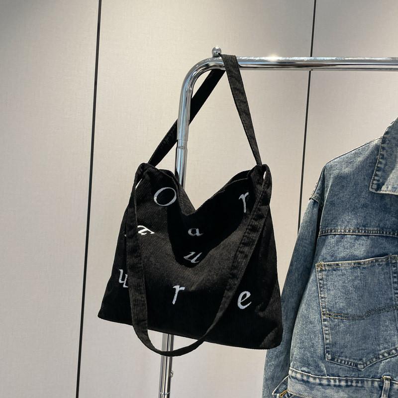 

Современная холщовая сумка-тоут большой вместимости, мягкая и модная, идеальна для стильных студентов и повседневных дел. чёрный