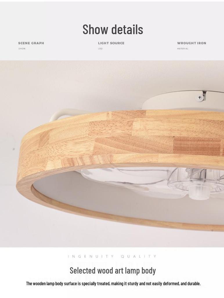 Japanese Solid Wood Ceiling Fan with Light - Variable Frequency for Bedroom, Living Room & Dining Room