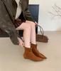 2025 New Versatile Fashion Short Boots Women's Pointed Head Low Heel Simple Temperament Thin Short Boots