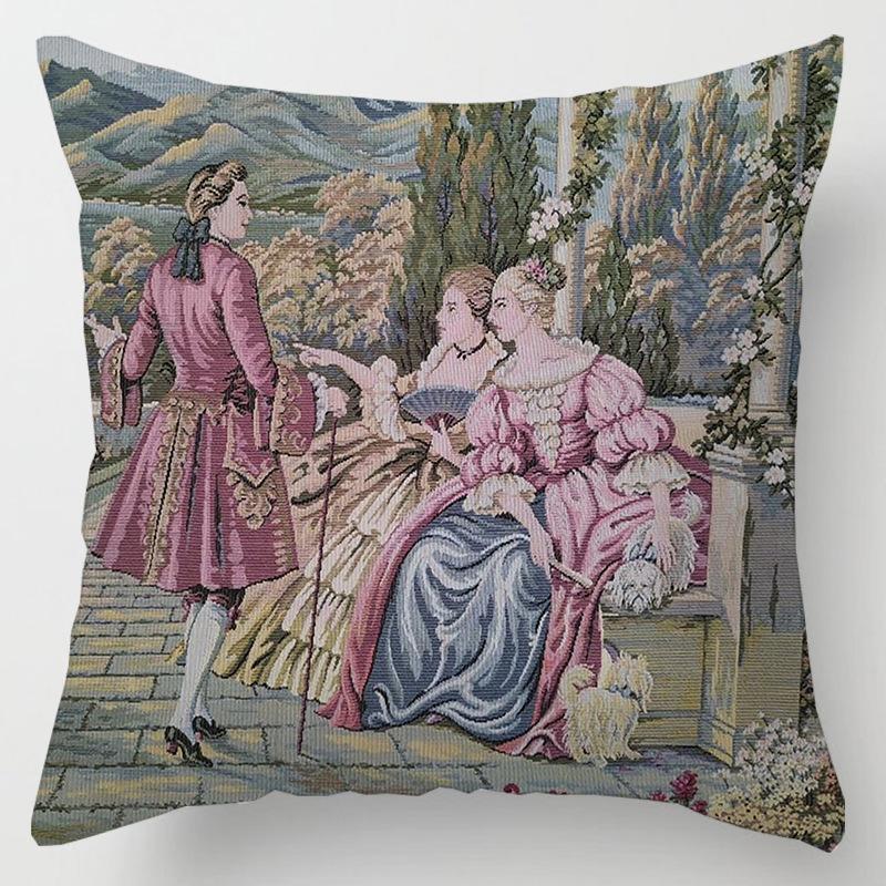 European Court Figures Throw Pillow Cover With Short Plush Print For Living Room Sofa Decoration Cushion Cover Pillow Covers