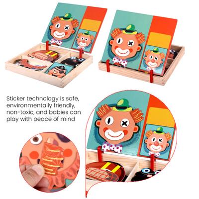 Magnetic Block Puzzle Board Game Educational Logic Thinking Training Facial Feature Vehicle Circus Attire Princess Dressing Wooden Puzzle Matching Toy