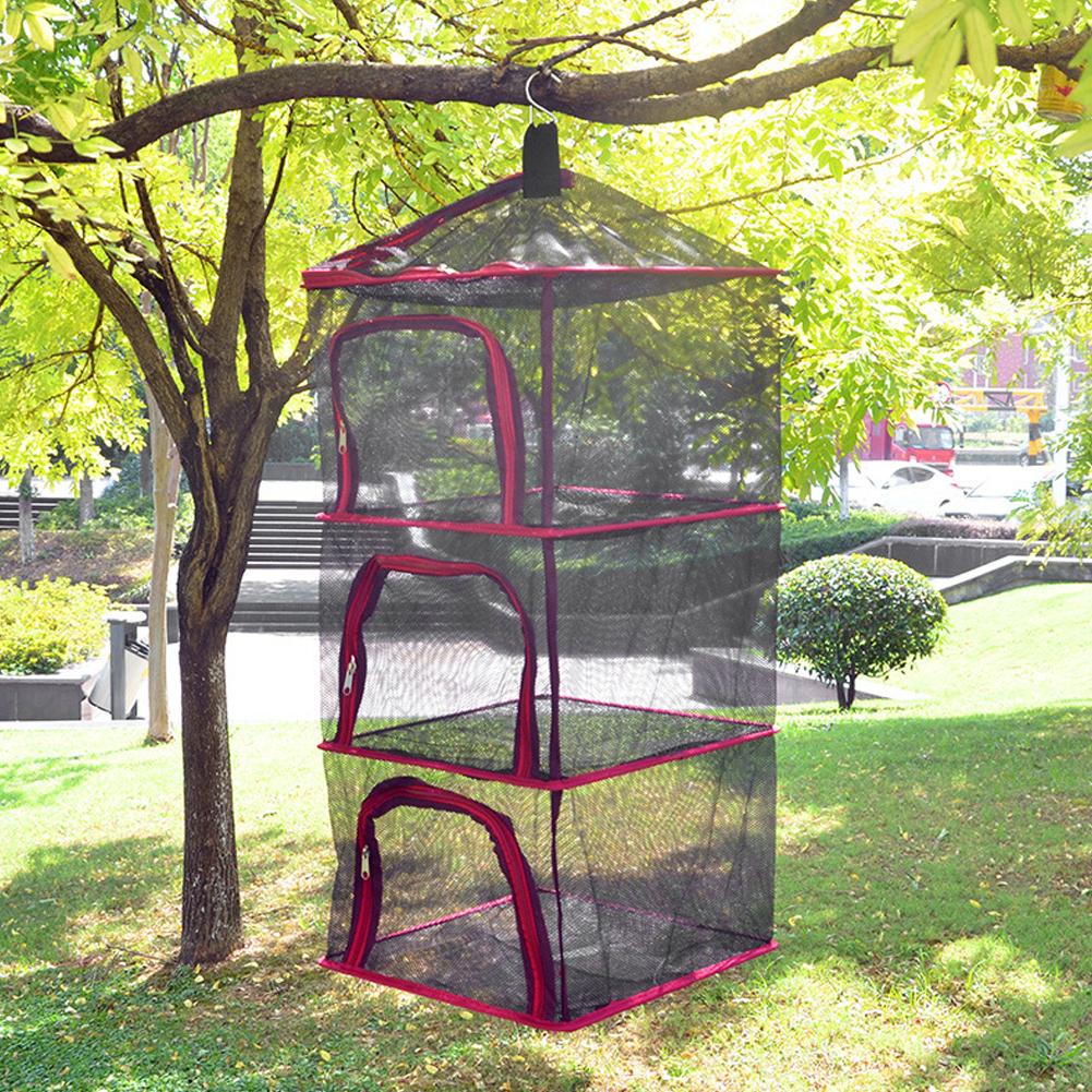 Outdoor Hanging Drying Rack Folding 4 Layers Storage Basket for Camping Picnic Bag Dry Net