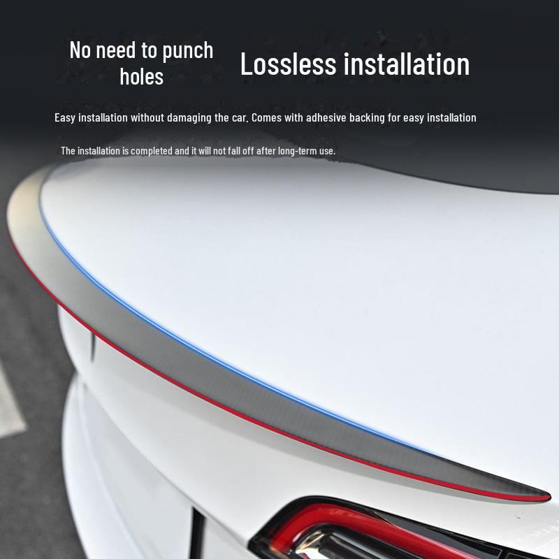 Red Carbon Fiber Spoiler with Original Red Line for Tesla Model Y