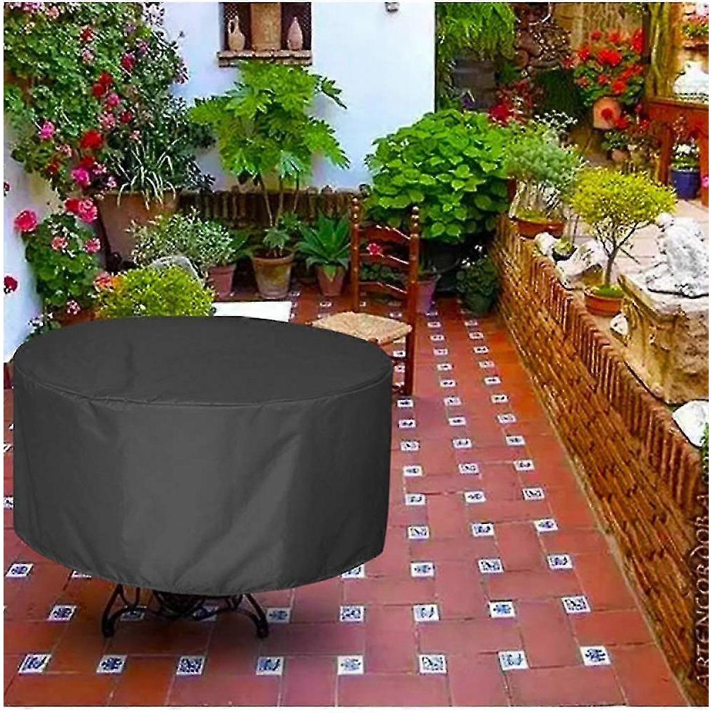 Garden Furniture Cover 210d Oxford Fabric Furniture Cover Waterproof Garden Table Cover Tarp With Rope And Buckle Lock-round-185*110cm