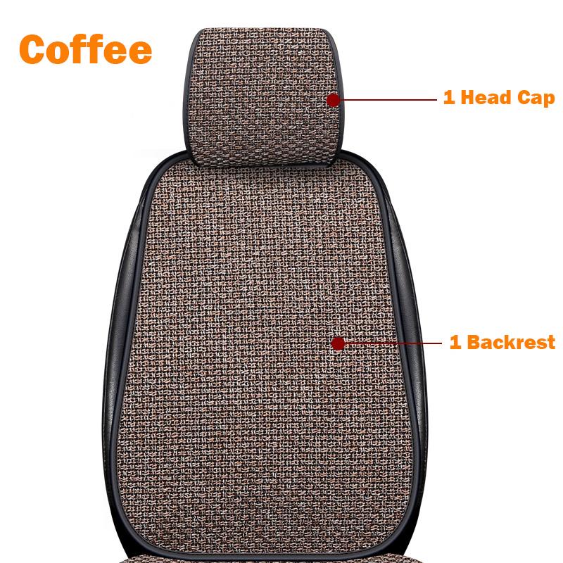 Summer Flax Car Seat Cover Front Rear Breathable Linen Seat Cushion With Backrest Head Cap Protector Mat Pad Auto Accessories