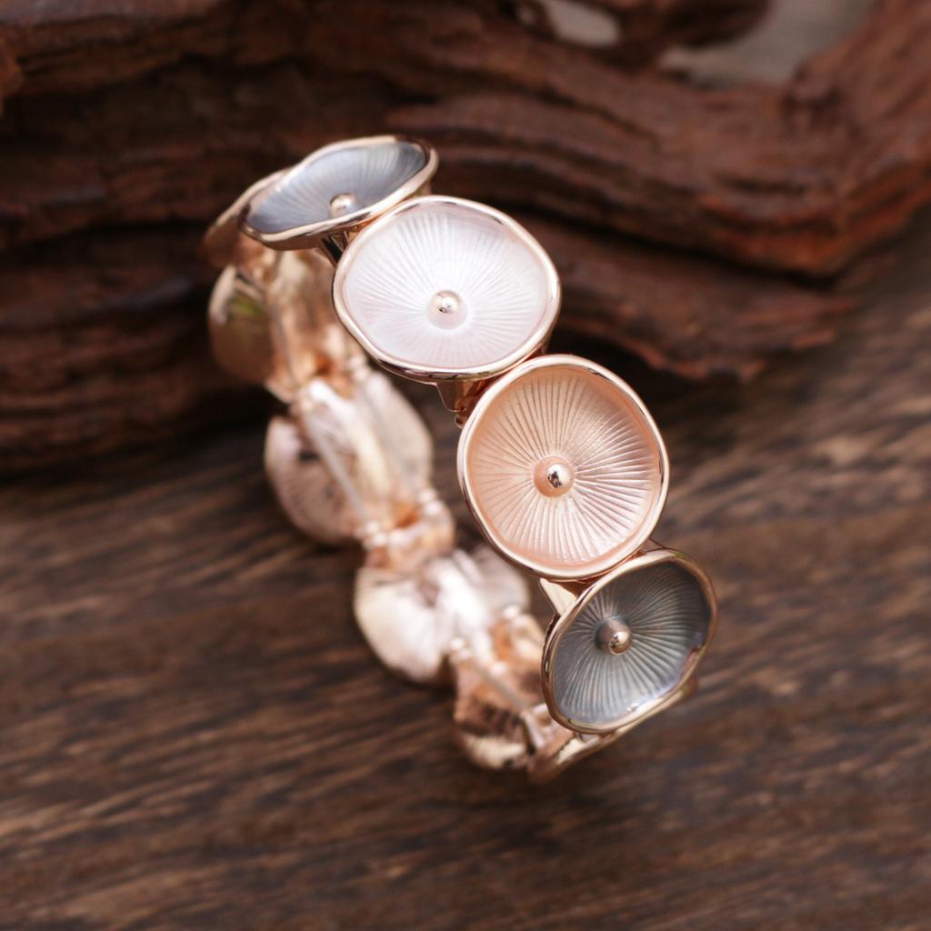 Color painting oil round flower elastic bracelet, women's fashion versatile environmental protection alloy bracelet