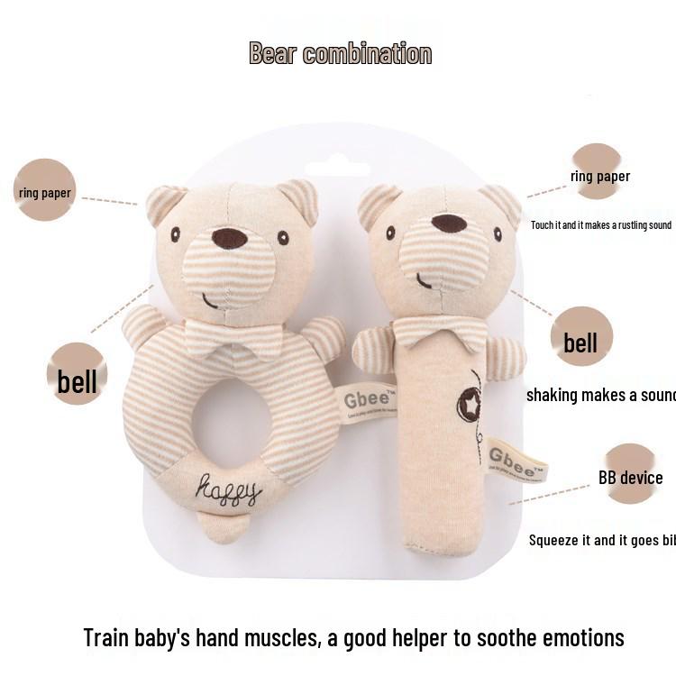 Gbee Organic Cotton Baby Rattle - Newborn Soothing Toy 0-1 Year