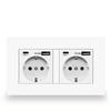EIOMR EU Standard Power Socket, Single and Double 220V 16A White Black PC Panel EU Socket, Wall Usb Type-C Plugs Outlet for Home