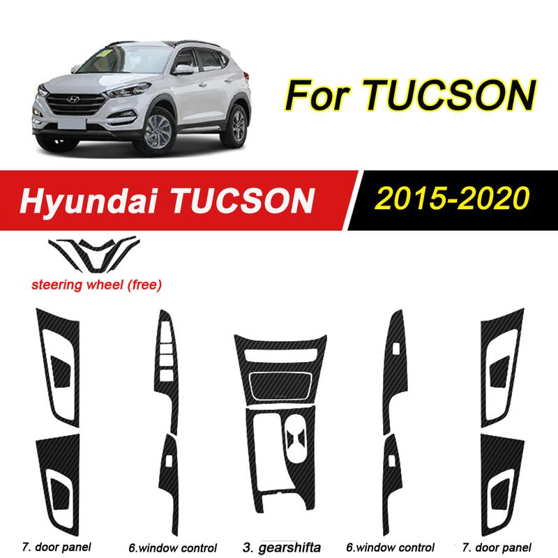 For Hyundai Tucson 2016-2021 Interior Central Control Panel Door Handle 5D Carbon Fiber Stickers Decals Car Styling Accessorie