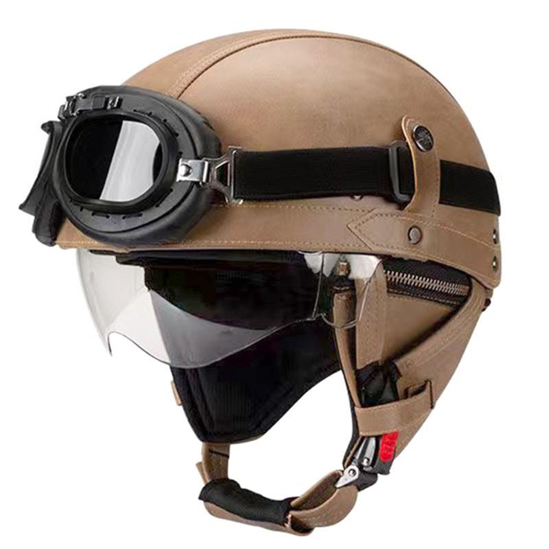 Vintage-Style Open Face Motorcycle Helmet Adults Unisex ABS Half With 3C Certification