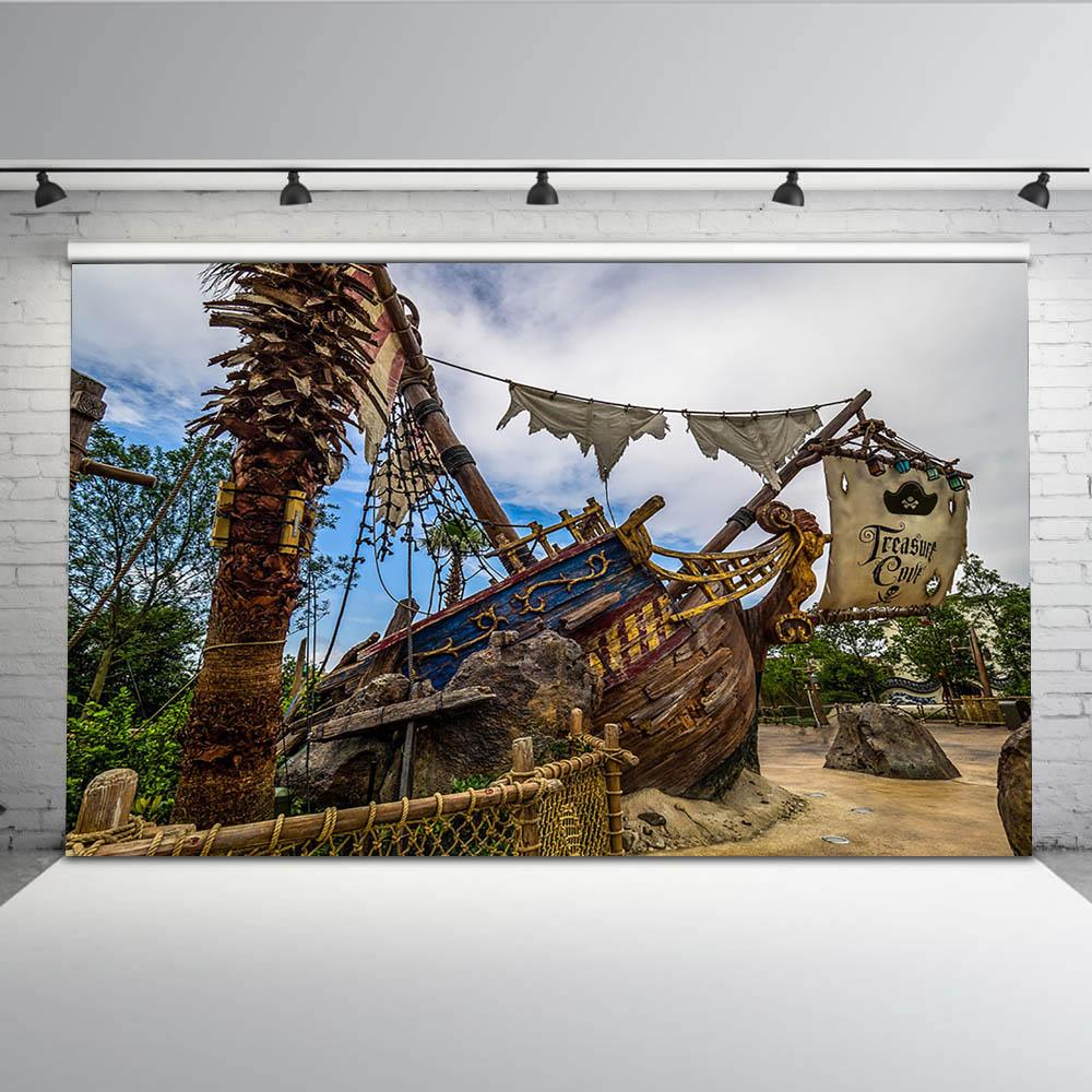 Mocsicka Caribbean Pirates Ship Photography Backdrop Children Baby Shower Party Photo Booth Birthday Background Studio Wallpaper