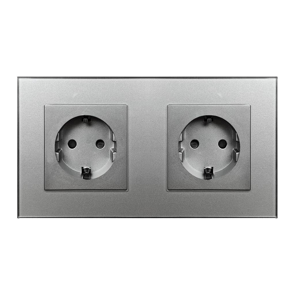 Złoty Panel Ze Szkła Hartowanego Okrągłe Rosyjskie Gniazdko Ścienne 16A – Ukryty Design