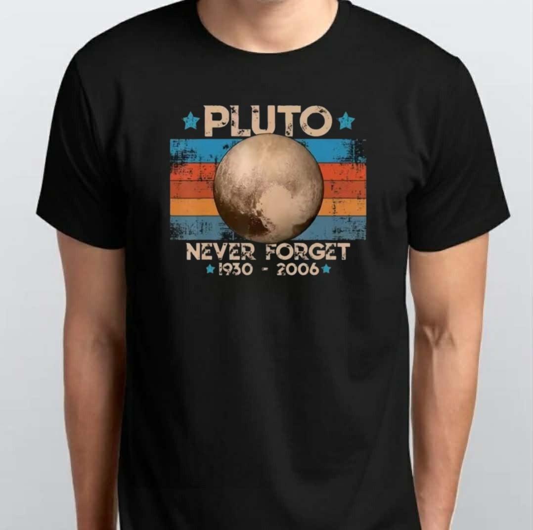 Vintage Never Forget Pluto Nerdy Astronomy T-SHIRT Black XXXXL