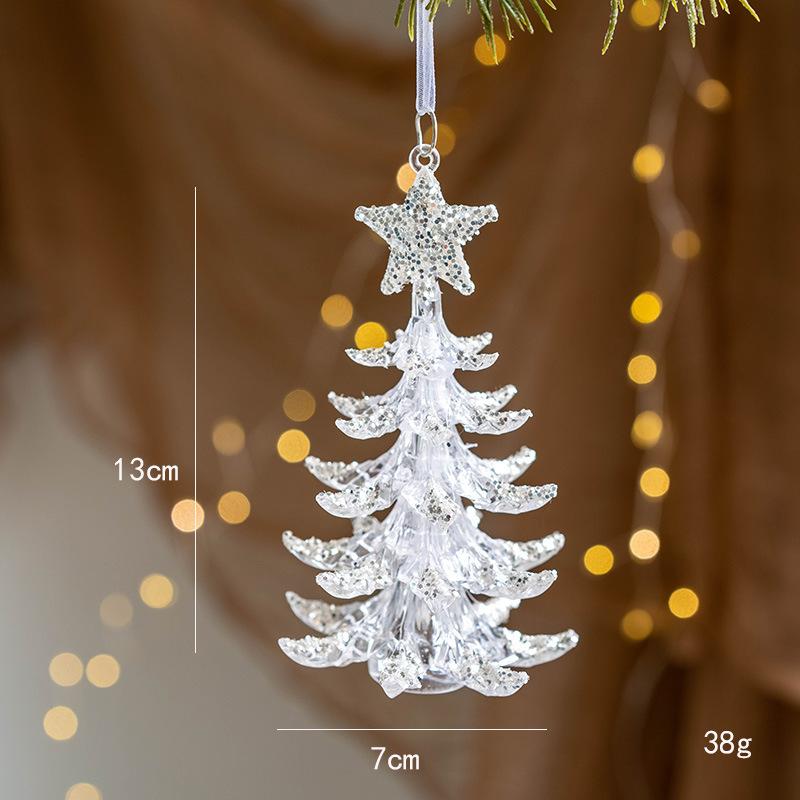 Christmas Tree Atmosphere Hanging Decoration Transparent Acrylic Craft Snowflake Deer Angel Pendant Christmas Decoration Gift