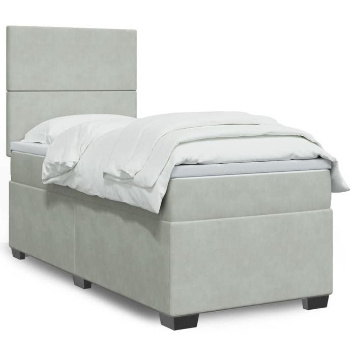 VidaXL Sommier à lattes de lit et matelas Gris clair 90x190 cm Velours, lit, lit à plate-forme, lit à panneaux, meuble de 3293080