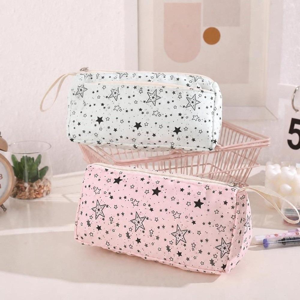 Star Print Pen Bag Large Capacity Pencil Pouch Multi-functional Stationery Bag Students