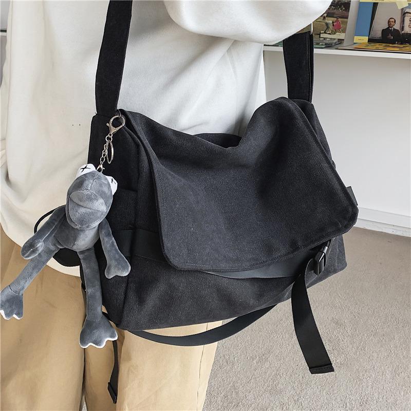 Men's Large Capacity Canvas Messenger Bag - Casual, Simple, Student and Boys' Shoulder Bag