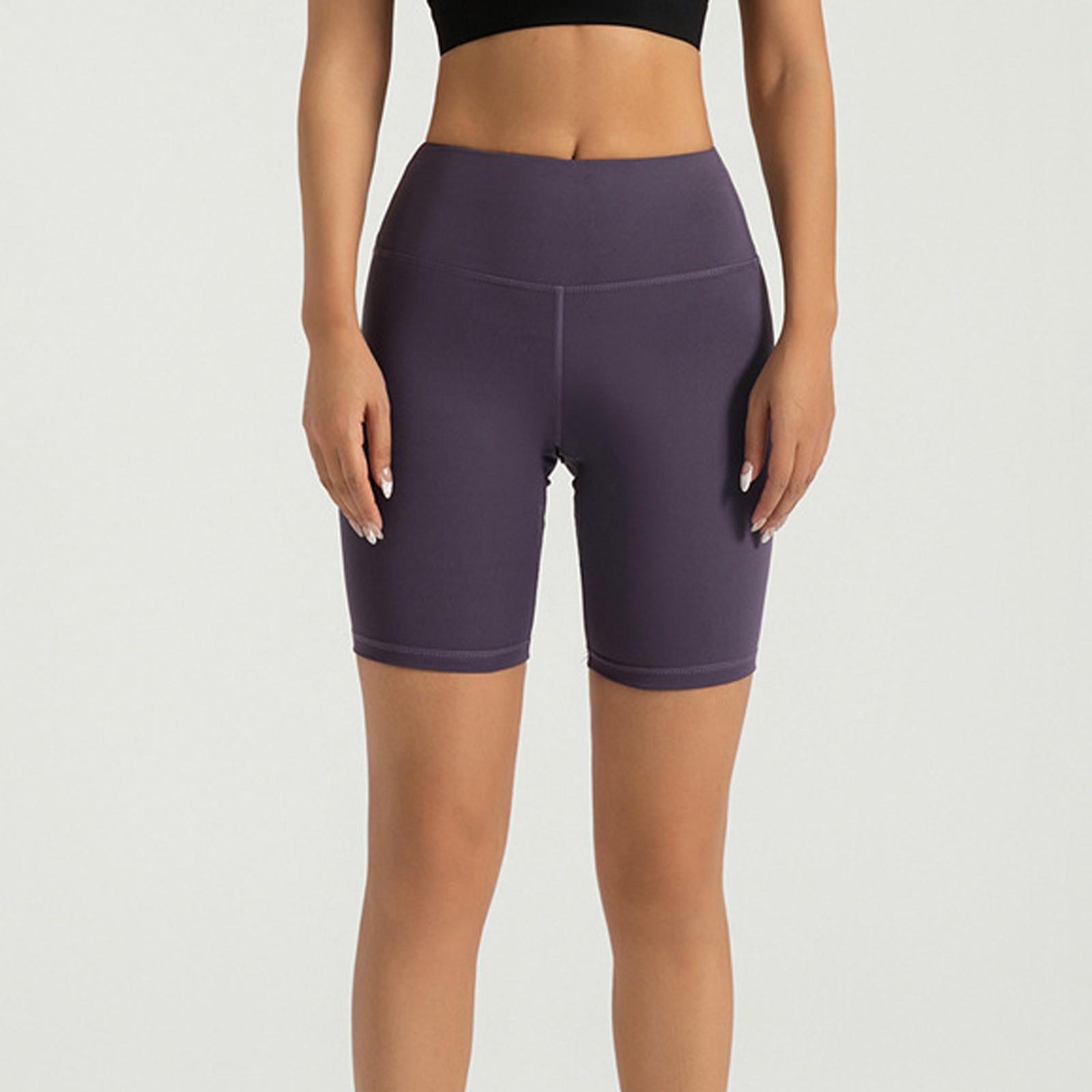 

Женские спортивные шорты для фитнеса, персиковые шорты на бедрах, с высокой талией, эластичные колготки для йоги XL фиолетовый