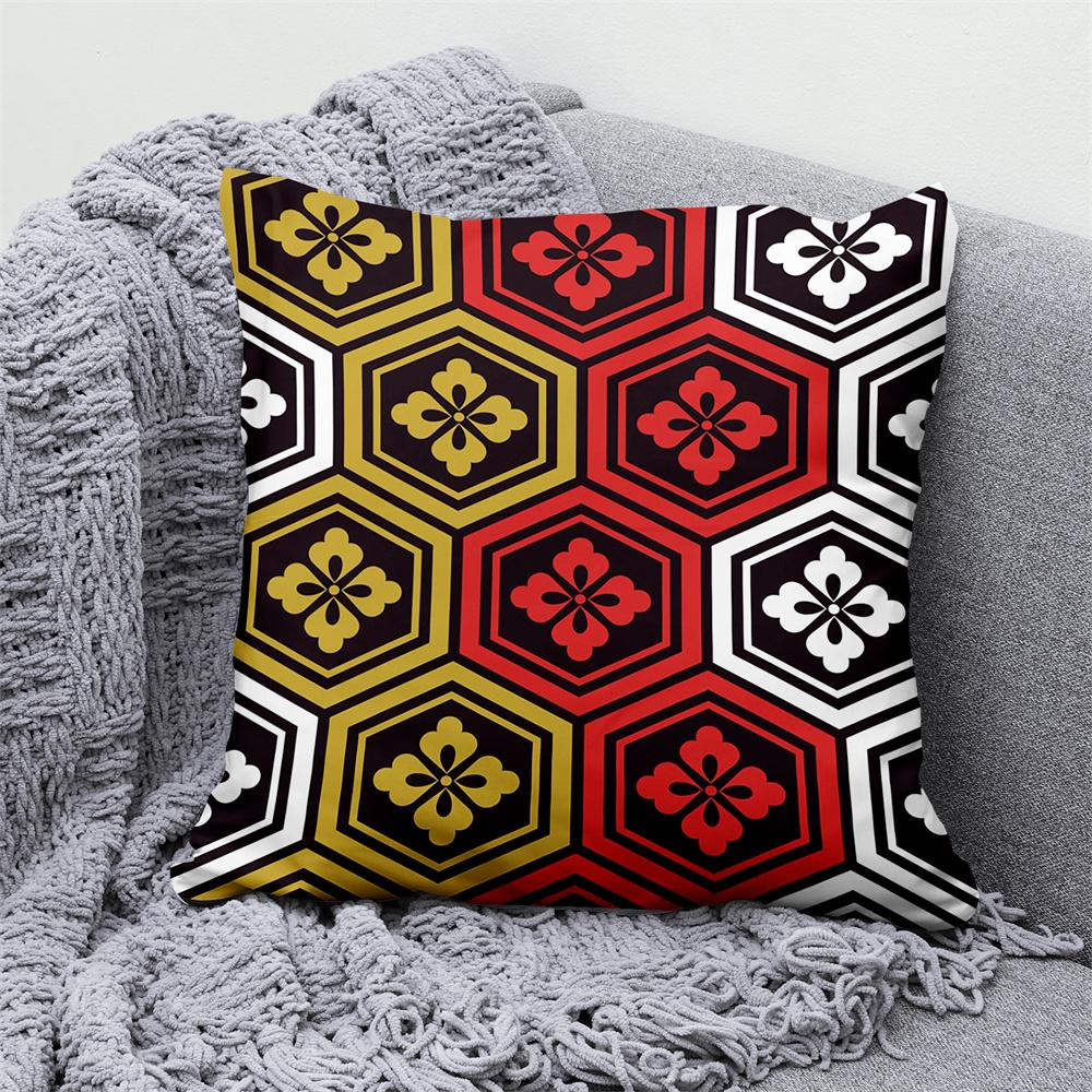 Lucky Cat Japanese Style Sofa Bed Decorative Pillow Cover Home Decor Mount Fuji  Art Cushion