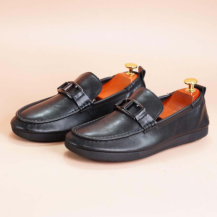 2025 Spring New Loafers Men's Fashion Business Casual Leather Shoes Men's Breathable and Comfortable One-pedal Doudou Shoes