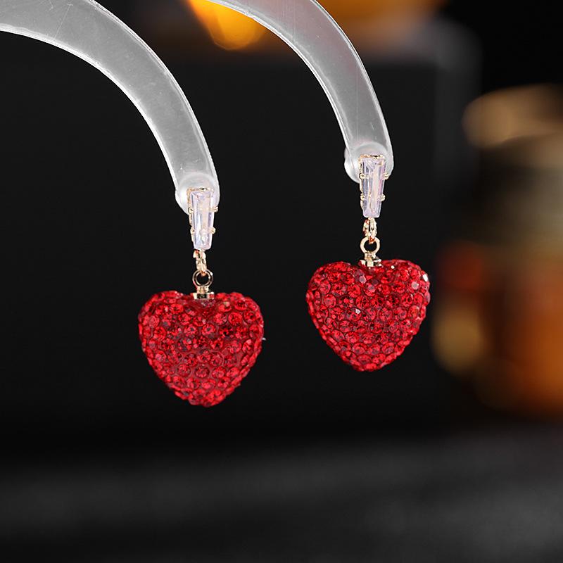 Neue Mode Party Marke Schmuck 2022 Trend Hochzeit Herz Dangler Roten Kristall Stud Ohrring Frauen Süße Einfache Ohrringe