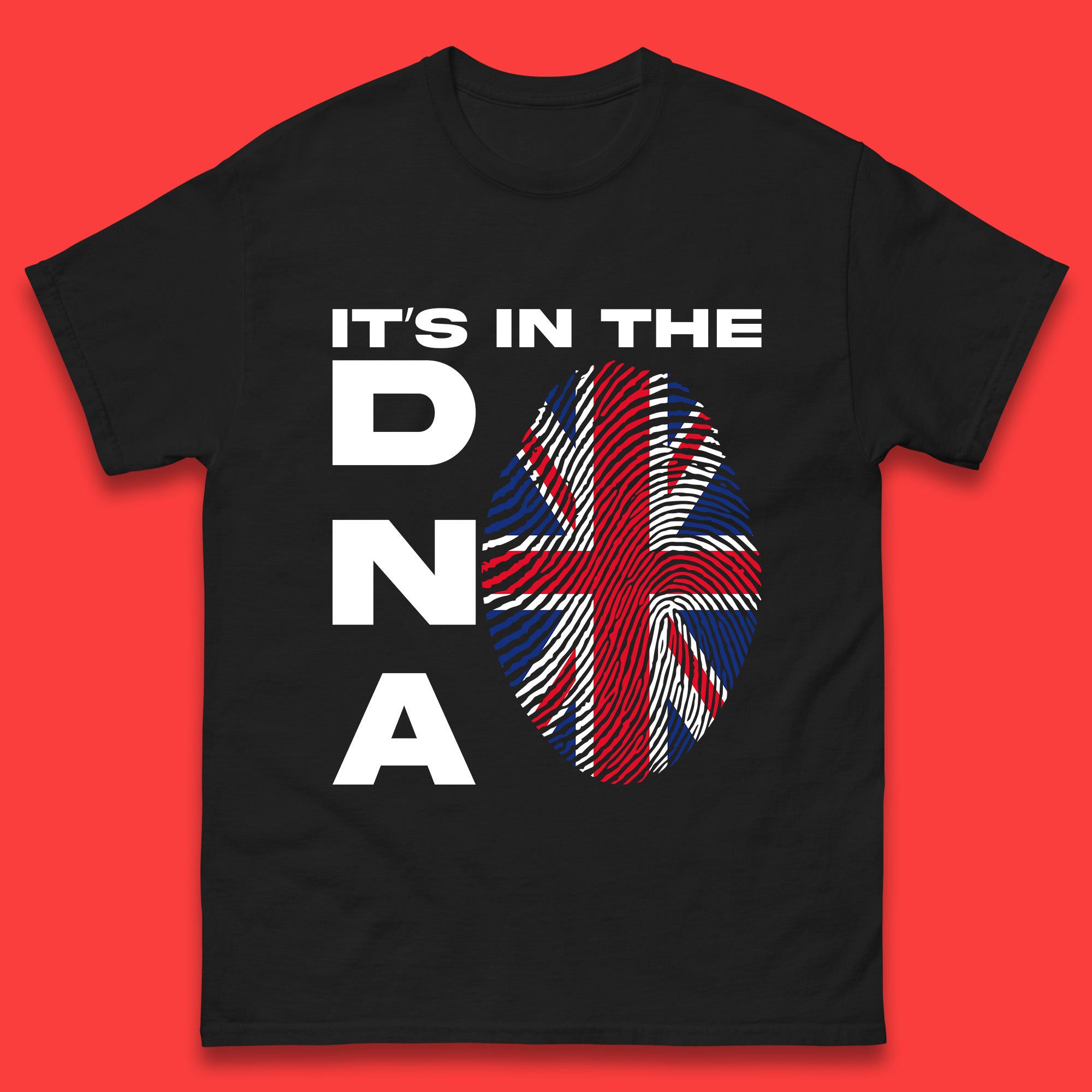 It s In My DNA Uk Union Jack Flag Fingerprint United Kingdom London Souvenirs British Flag Mens Tee Top S