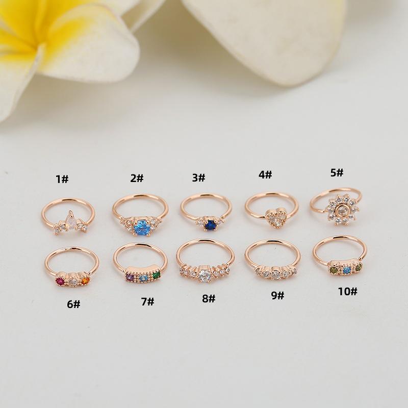Inel de nas cu zircon colorat de 0,8 x 8 mm - bijuterii la modă europene și americane pentru nas perforat 
