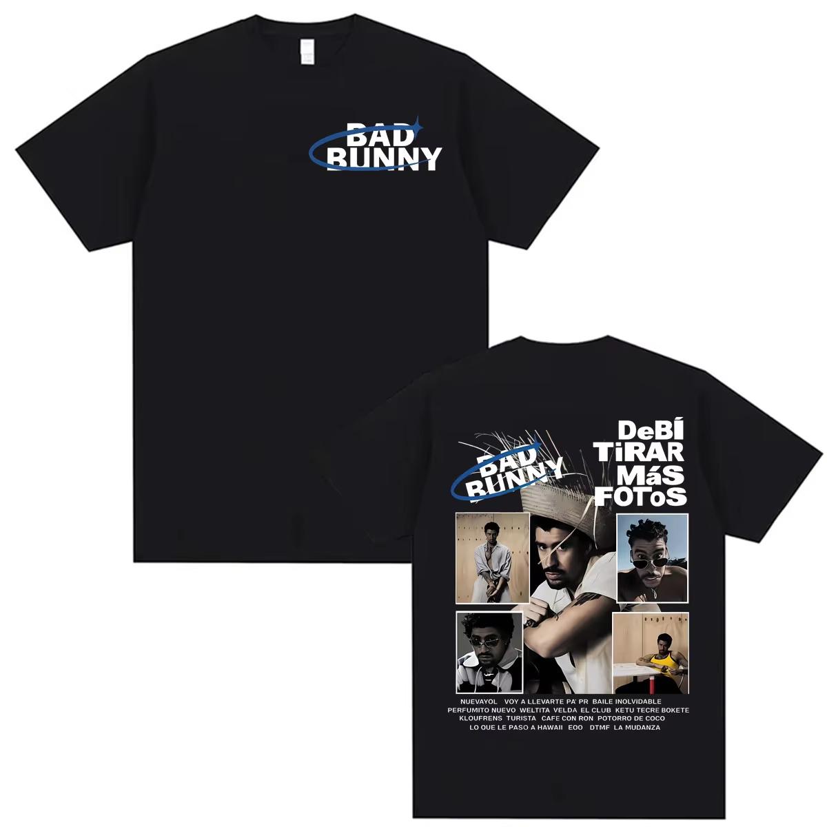 Bad Bunny 2026 DTMF Debi Tirar Mas Fotos Vintage Gothic Hip Hop T-Shirt Unisex Summer Casual Pure Cotton T-shirt 4XL