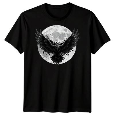 Raven Crow Moon Graphic Mens T-Shirt Gothic Bird Animal Tee