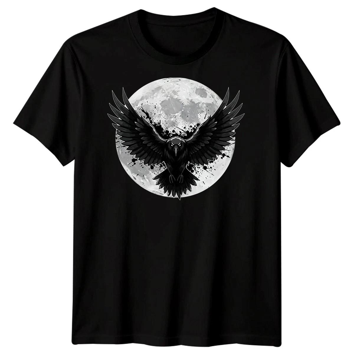 Raven Crow Moon Graphic Mens T-Shirt Gothic Bird Animal Tee XL