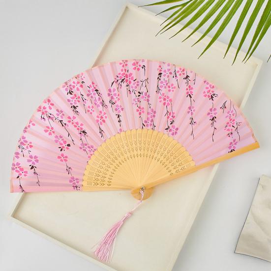 Chinese Style Folding Fan with Tassels Portable Summer Handheld Cooling Fan Decoration Dance Performance Props Party Costume Accessories