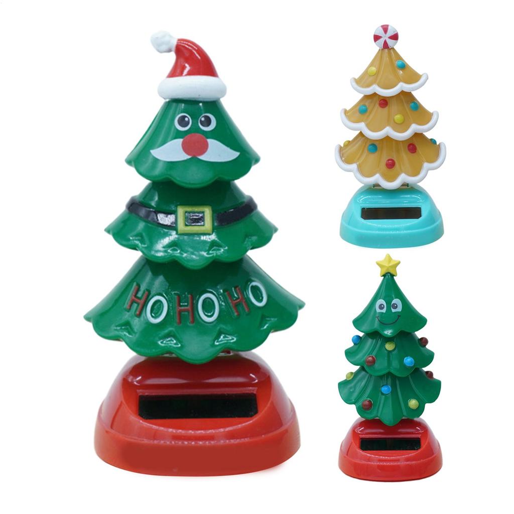Solar Powered Dancing Christmas Tree Swinging Novelty Toy Desk Decor for Windowsill Car Dashboard Festive Party Decoration Gift